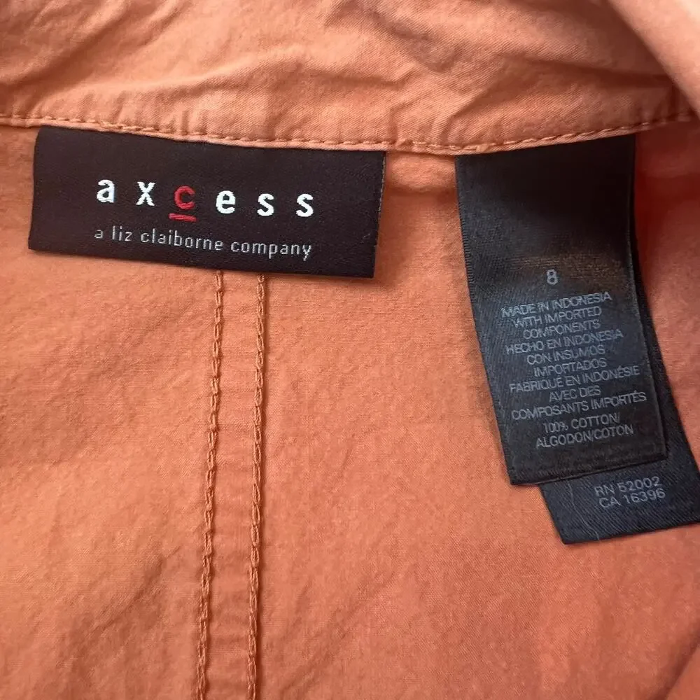 Vintage Button Up Tie Front Light Weight Jacket 100% Cotton size 8 Orange - Picture 4 of 7